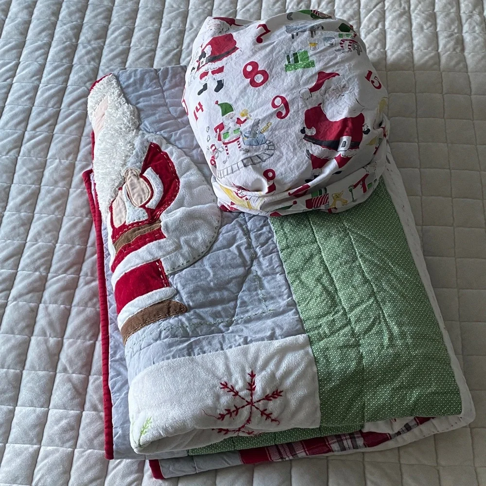 Pottery Barn Kids Red and Green Holiday Quilt